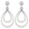 White Gold Double Teardrop Shape Dangle Earrings