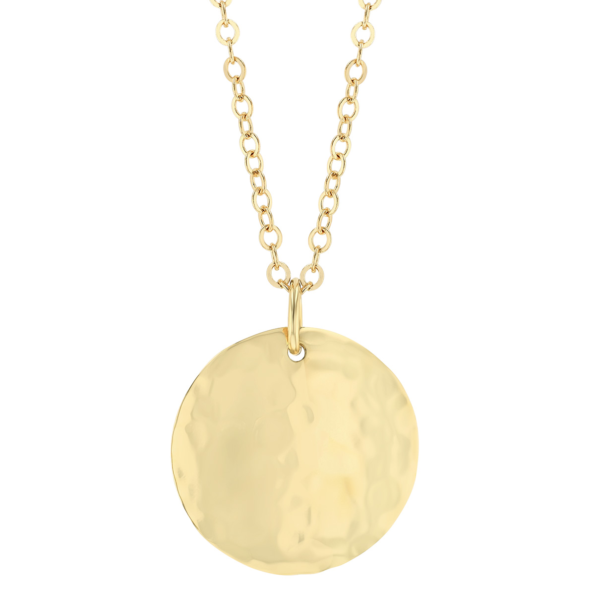 Yellow Gold Hammered Disc Pendant, 18