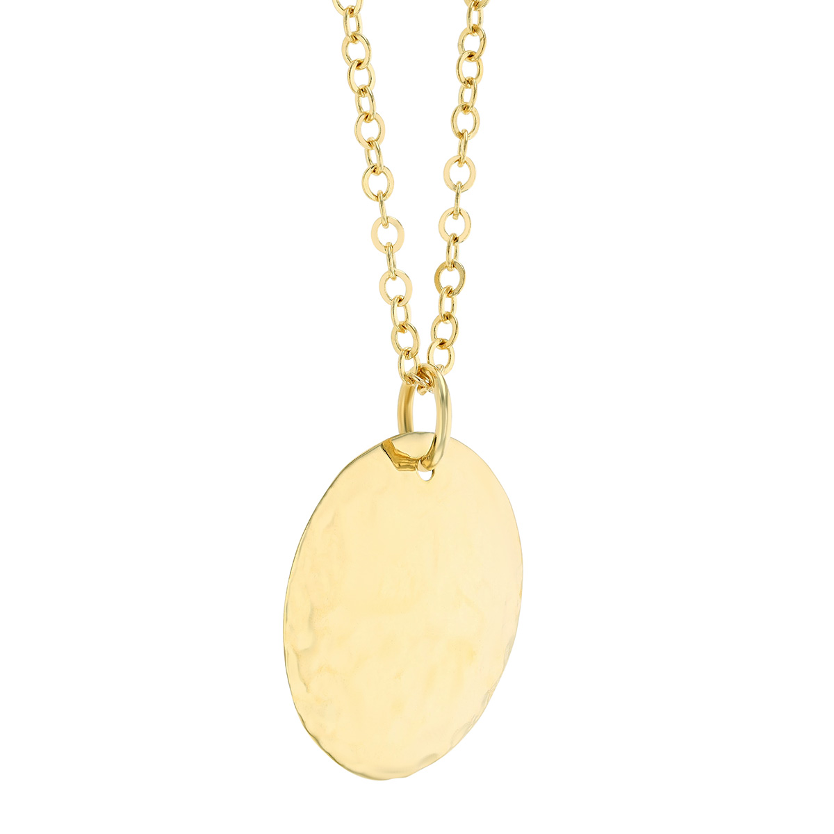 Yellow Gold Hammered Disc Pendant, 18
