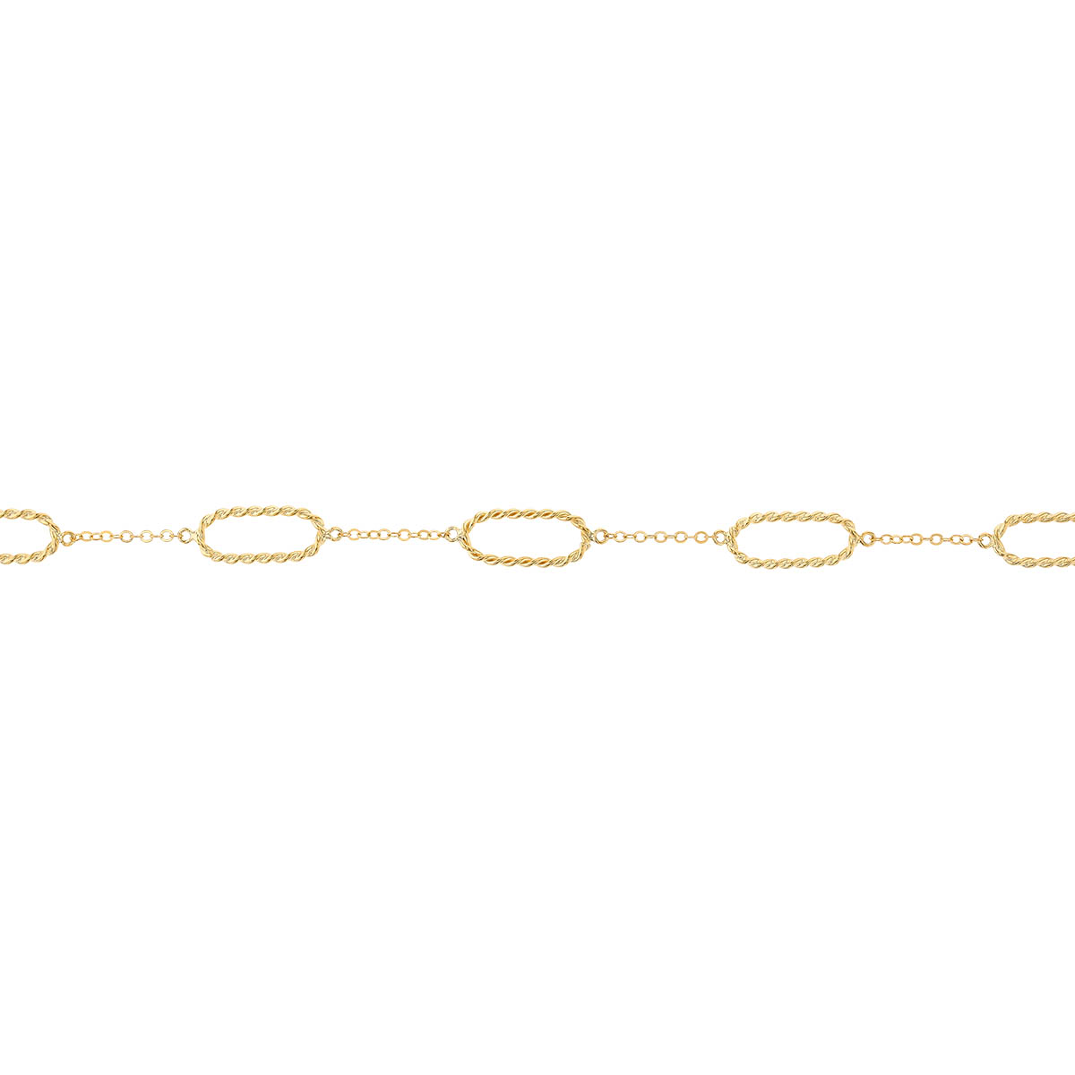 Yellow Gold Twisted Paperclip Link Station Bracelet, 7.5