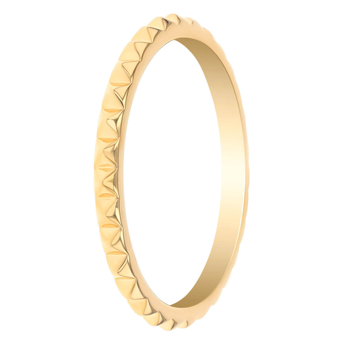 Yellow Gold Small Pyramid Shape Pattern Stacking Ring