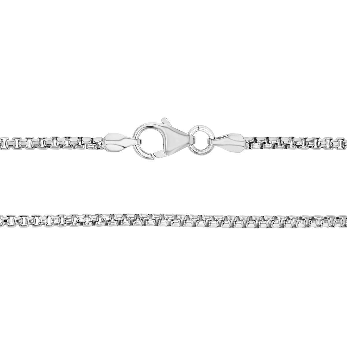 Sterling Silver 2.1 mm Round Box Chain Necklace, 20