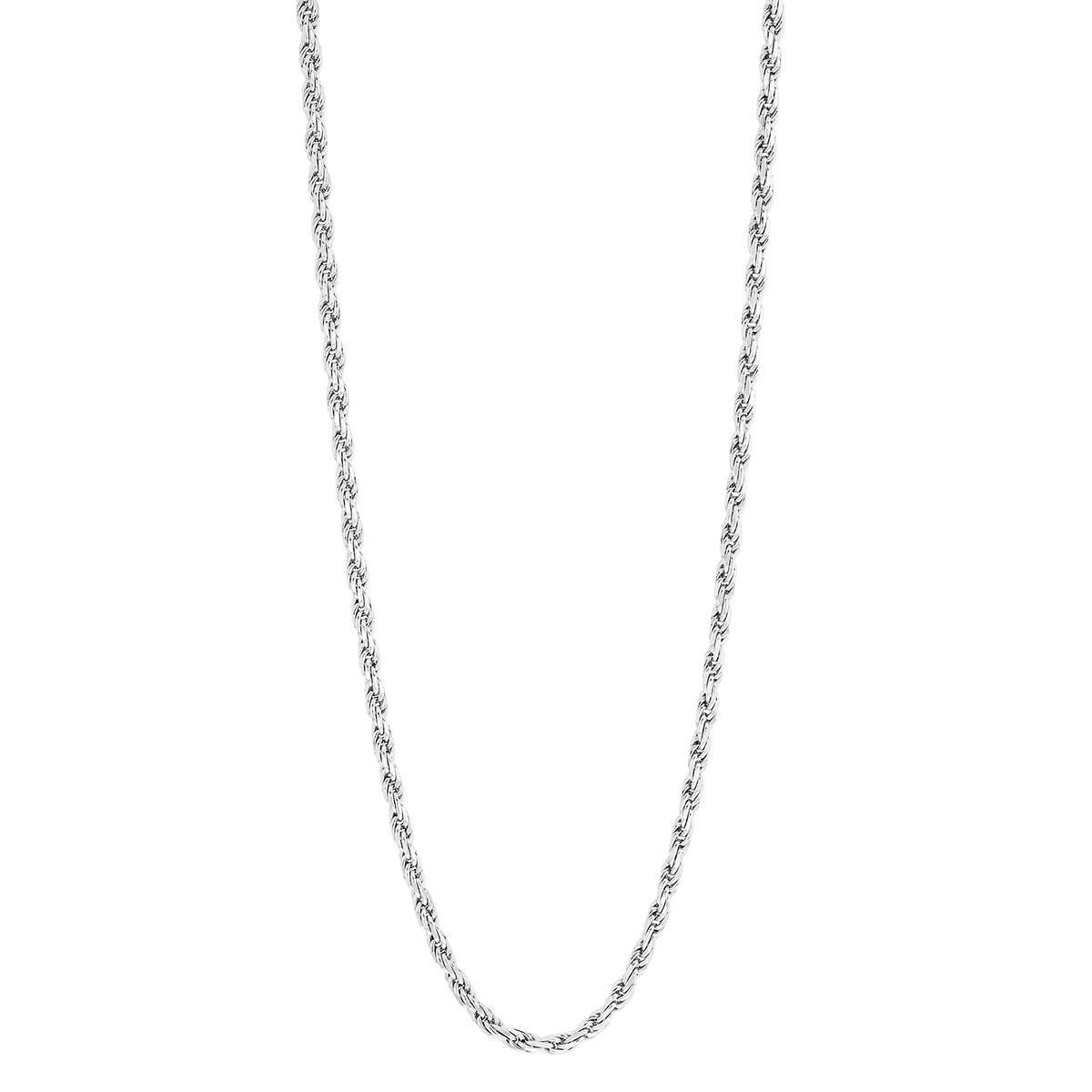 Sterling Silver 2.2 mm Diamond Cut Rope Chain Necklace, 18