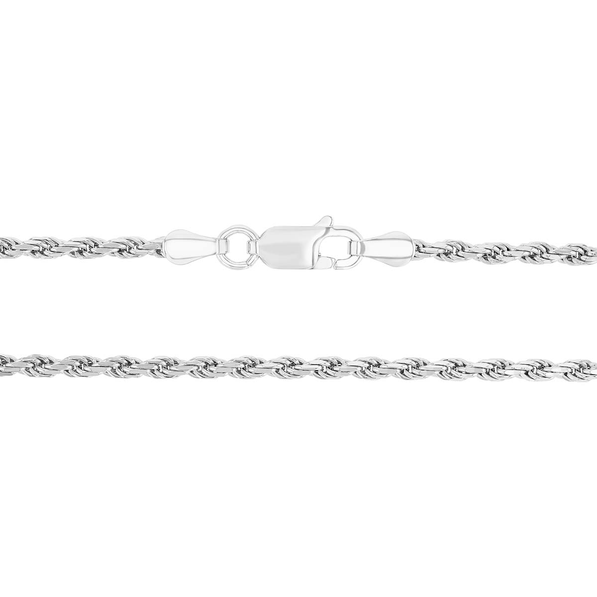 Sterling Silver 2.2 mm Diamond Cut Rope Chain Necklace, 18