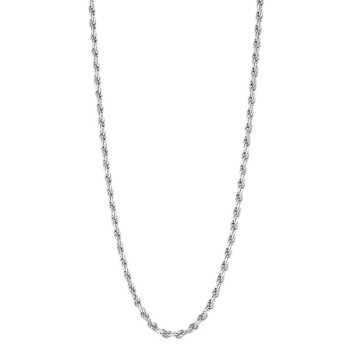 Sterling Silver 2.2 mm Diamond Cut Rope Chain Necklace, 20