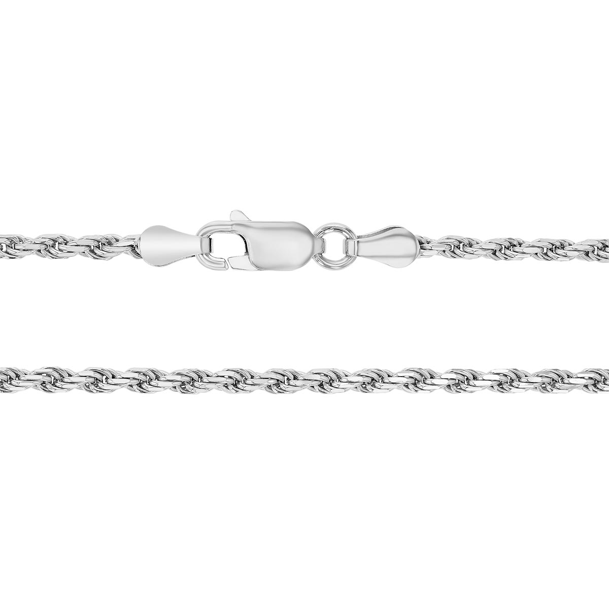 Sterling Silver 2.2 mm Diamond Cut Rope Chain Necklace, 20