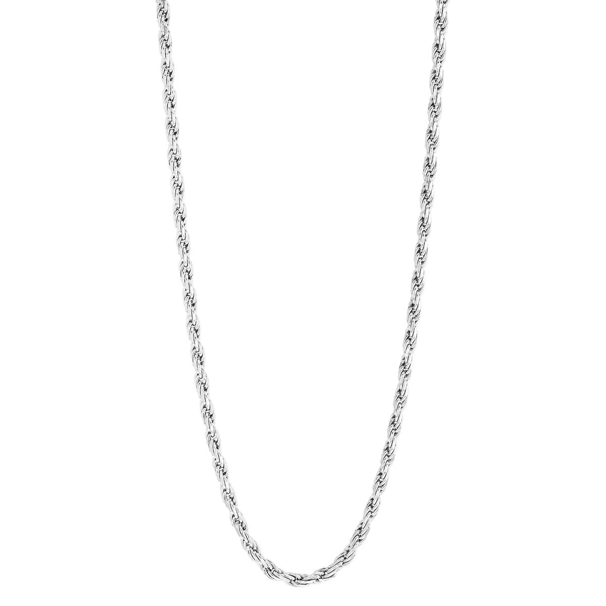 Sterling Silver 2.2 mm Diamond Cut Rope Chain Necklace, 22