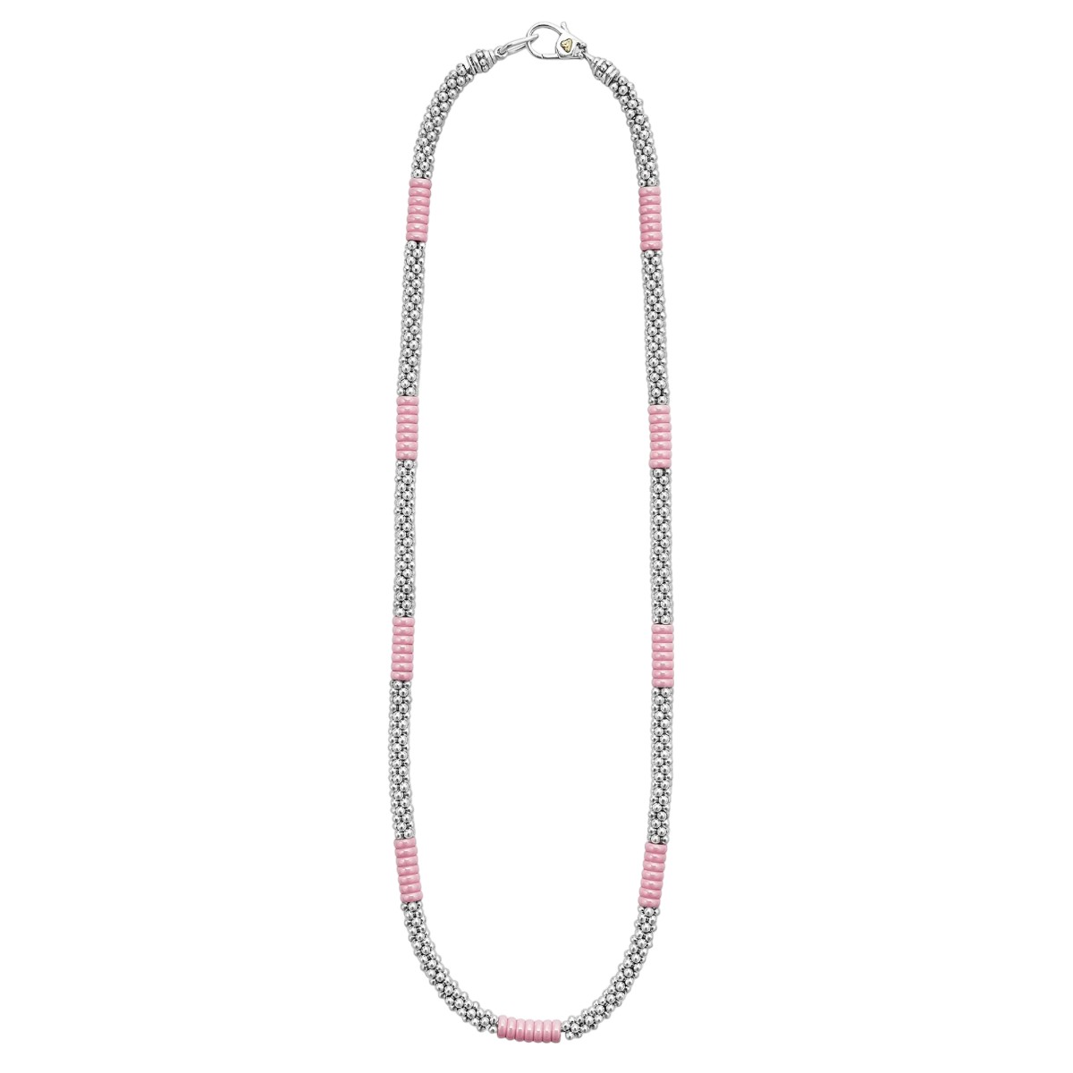 LAGOS Pink Caviar Pink Silver Station Ceramic 5mm Beaded Necklace, 16