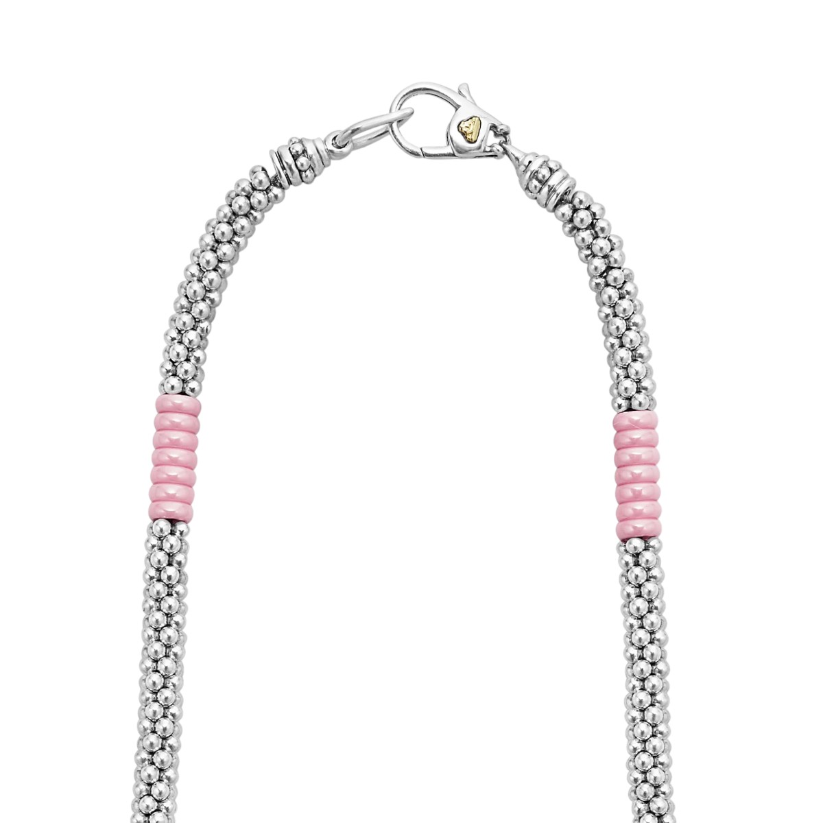 LAGOS Pink Caviar Pink Silver Station Ceramic 5mm Beaded Necklace, 16