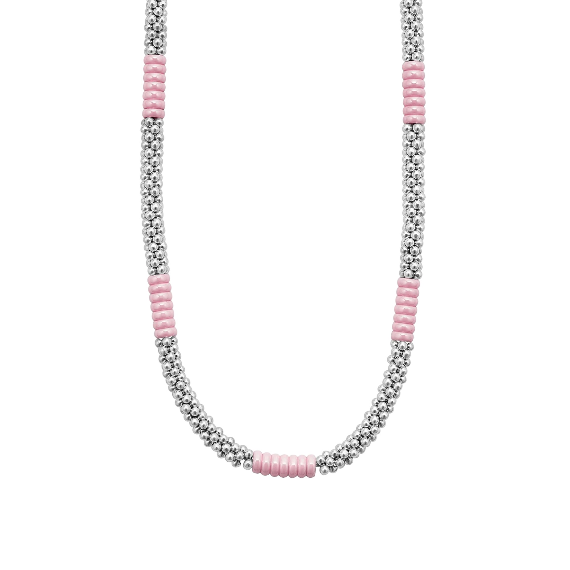 LAGOS Pink Caviar Silver Station Ceramic Beaded Necklace, 5 mm, 18