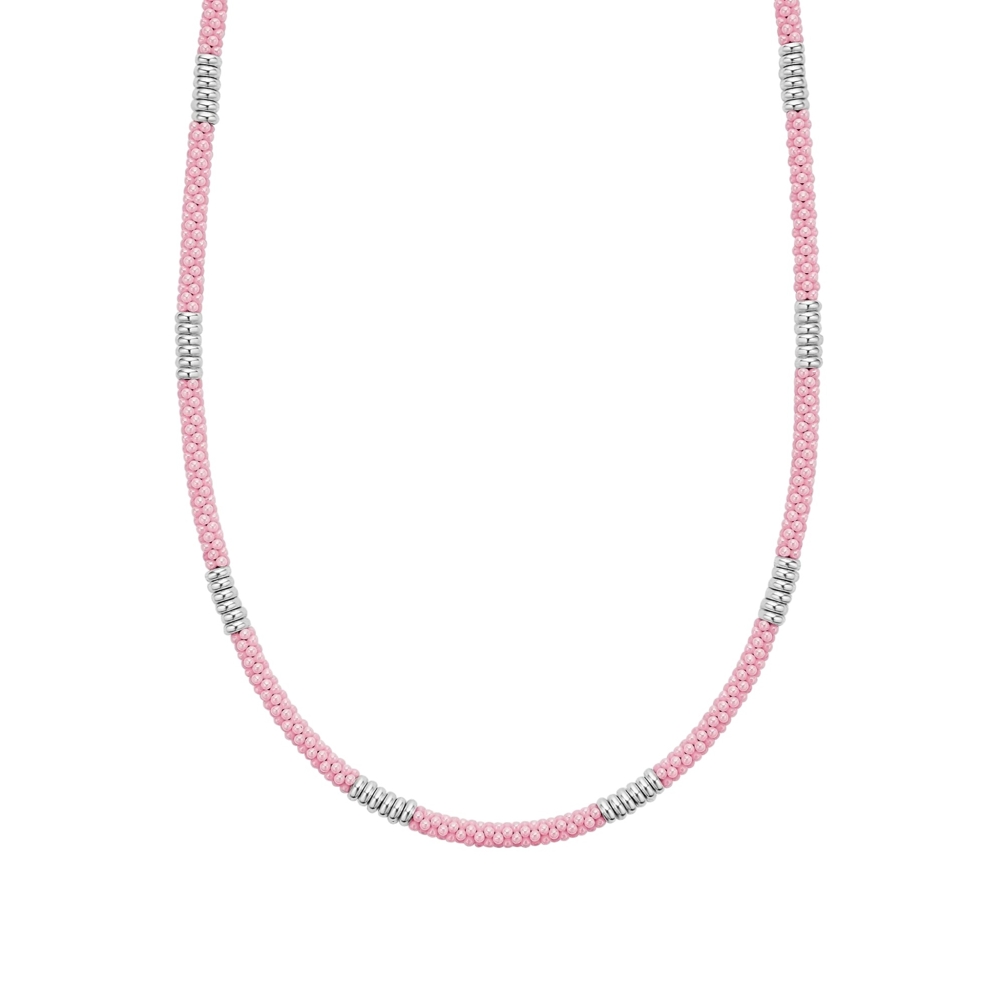 LAGOS Pink Caviar Silver Station Ceramic Beaded Necklace, 3 mm, 16