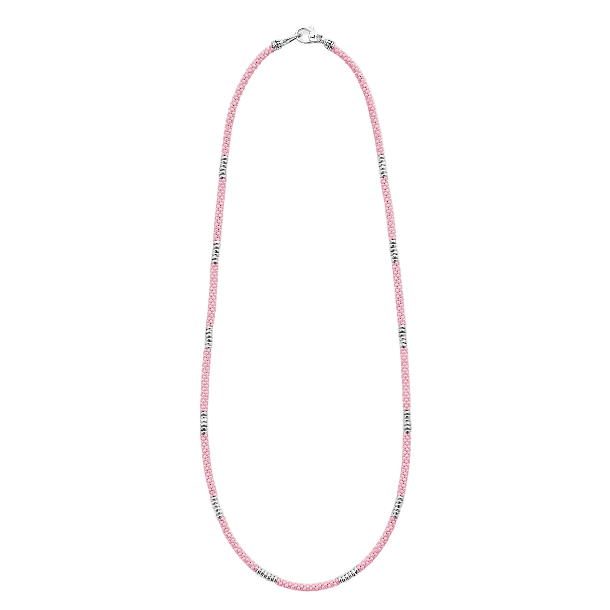 LAGOS Pink Caviar Silver Station Ceramic Beaded Necklace, 3 mm, 16
