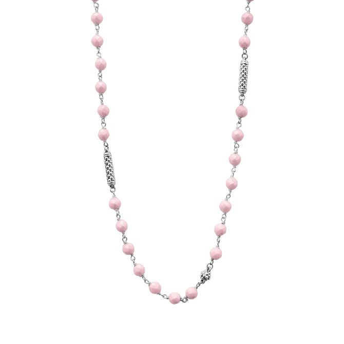 LAGOS Caviar Icon Pink Ceramic Beaded Necklace, 18"