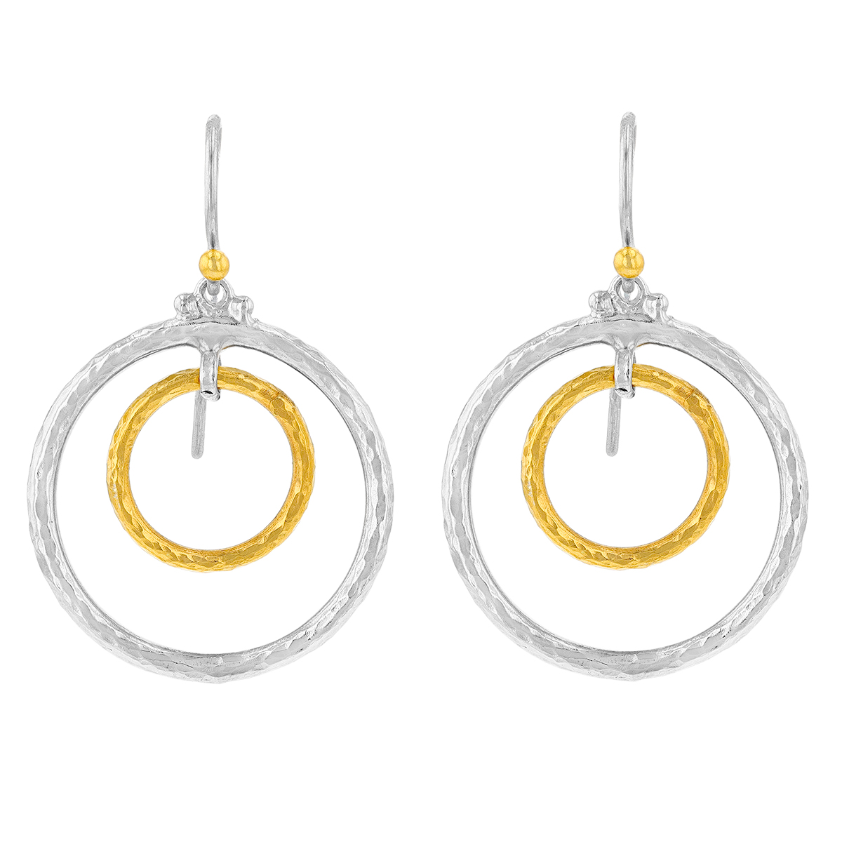 Gurhan Sterling Silver & Yellow Tone Double Open Circle Dangle Earrings