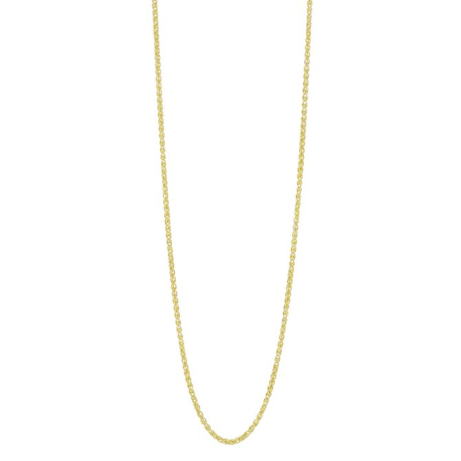 Yellow Gold 1.25 mm Wheat Chain Necklace, 16"