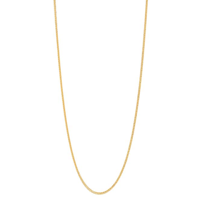 Yellow Gold Diamond Cut Square Wheat Chain, 0.85 mm, 18"