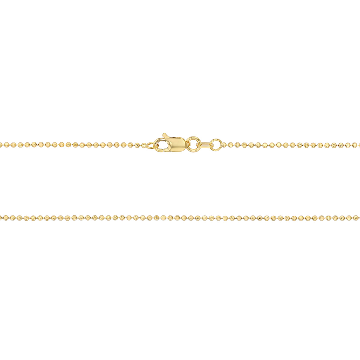 Yellow Gold 1.20 mm Diamond Cut Bead Chain Necklace, 20