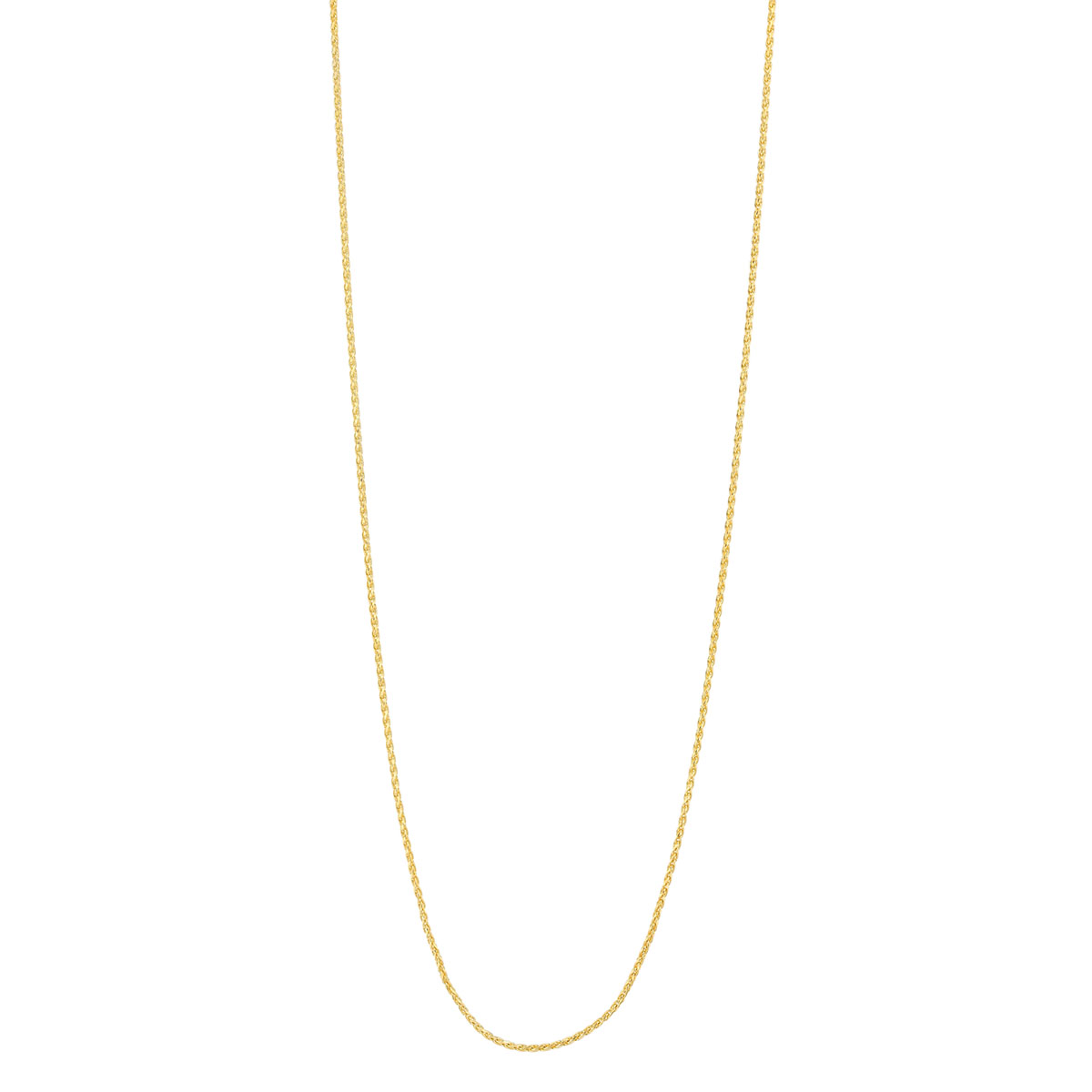 Yellow Gold 0.85 mm Diamond Cut Wheat Chain Necklace, 16