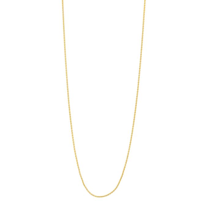 Yellow Gold 0.85 mm Diamond Cut Wheat Chain Necklace, 16"