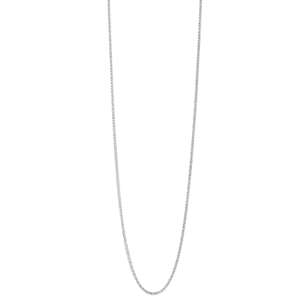White Gold 1.25 mm Square Wheat Chain Necklace, 16