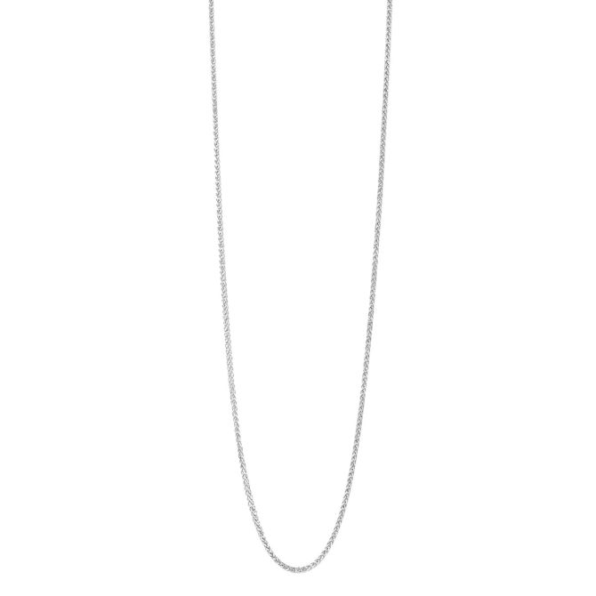 White Gold 1.25 mm Square Wheat Chain Necklace, 16"