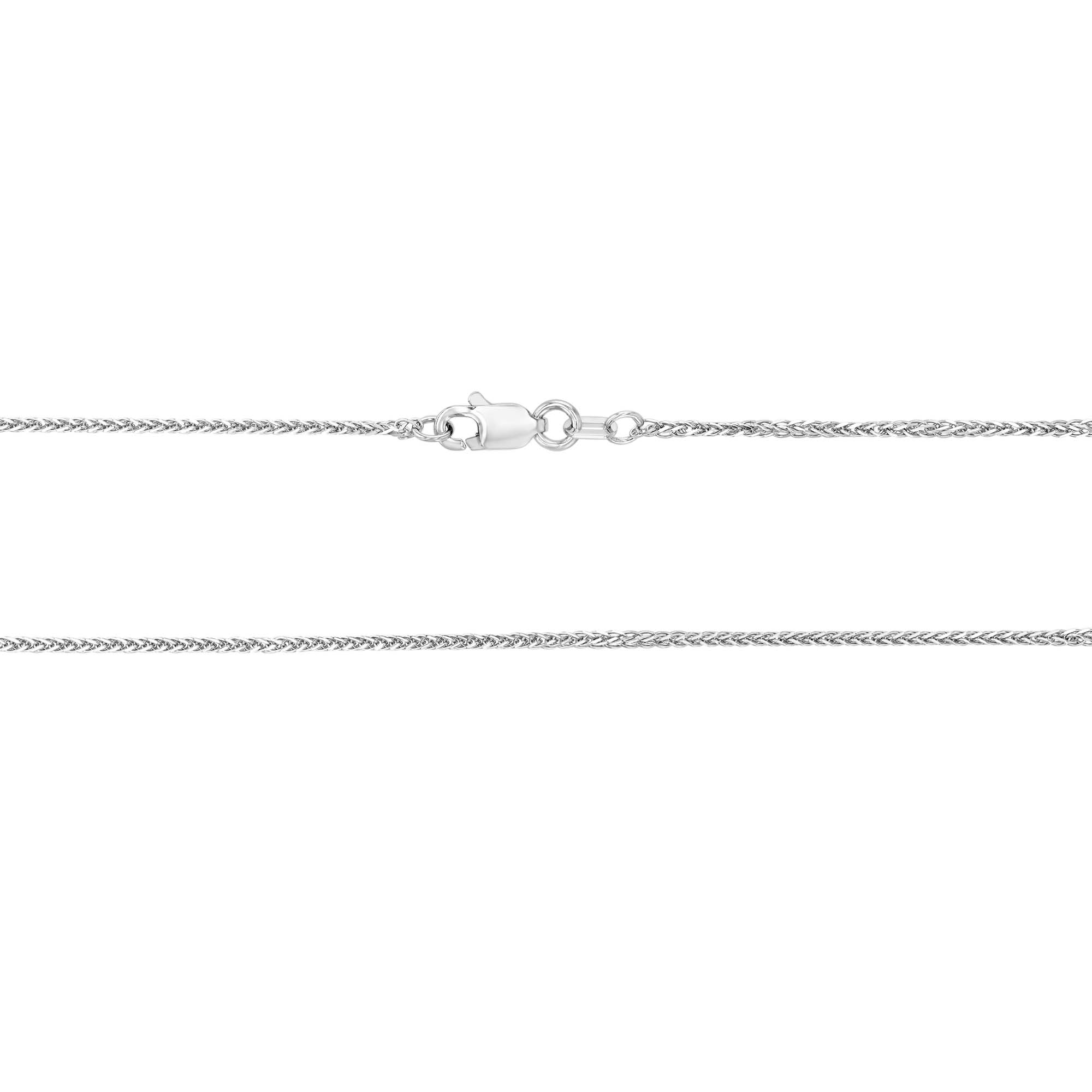 White Gold 1.25 mm Square Wheat Chain Necklace, 16