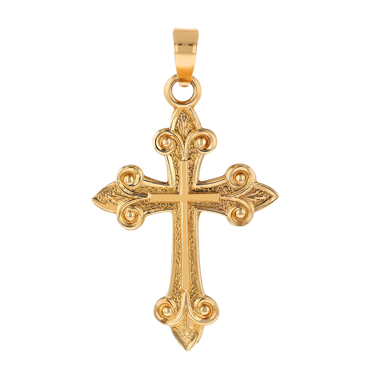 Yellow Gold Budded Cross Charm