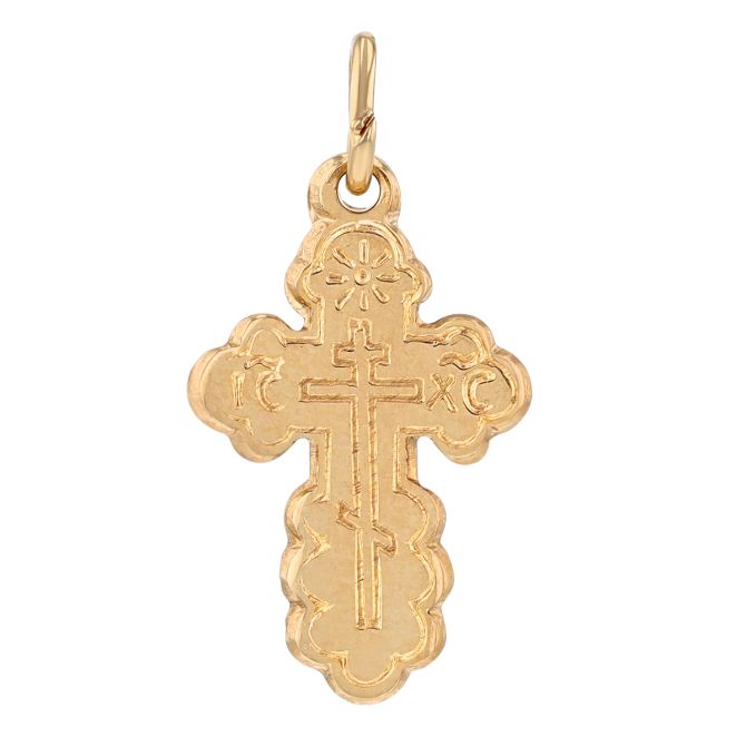 Yellow Gold Orthodox Cross Charm