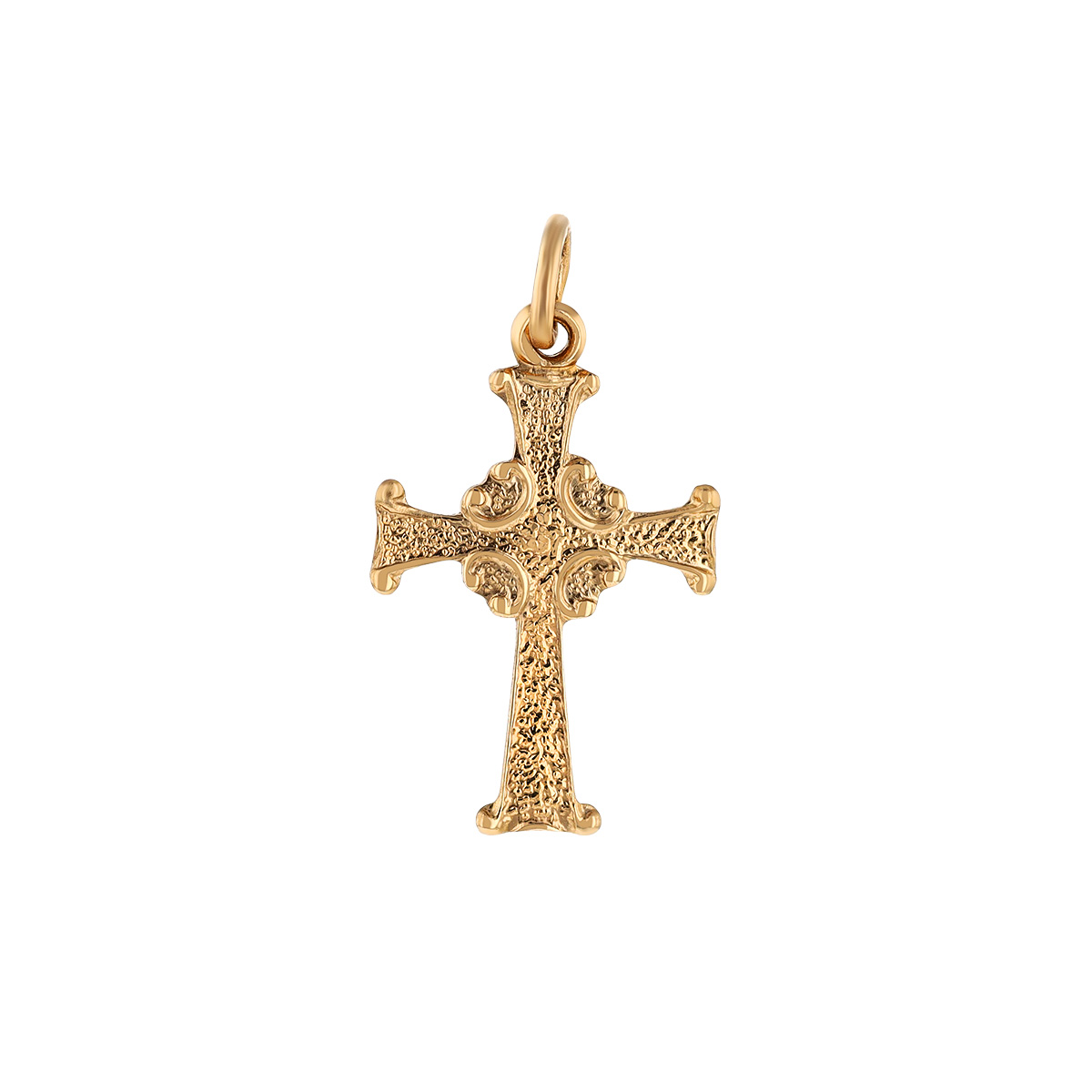 Yellow Gold Textured Cross Charm
