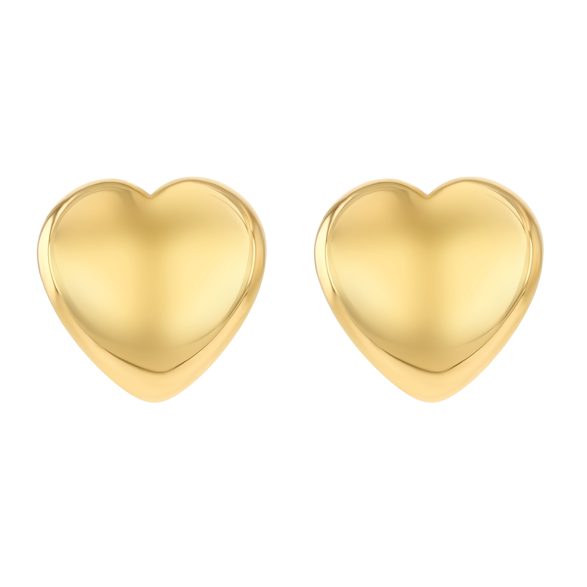 Yellow Gold Curved Heart Stud Earrings