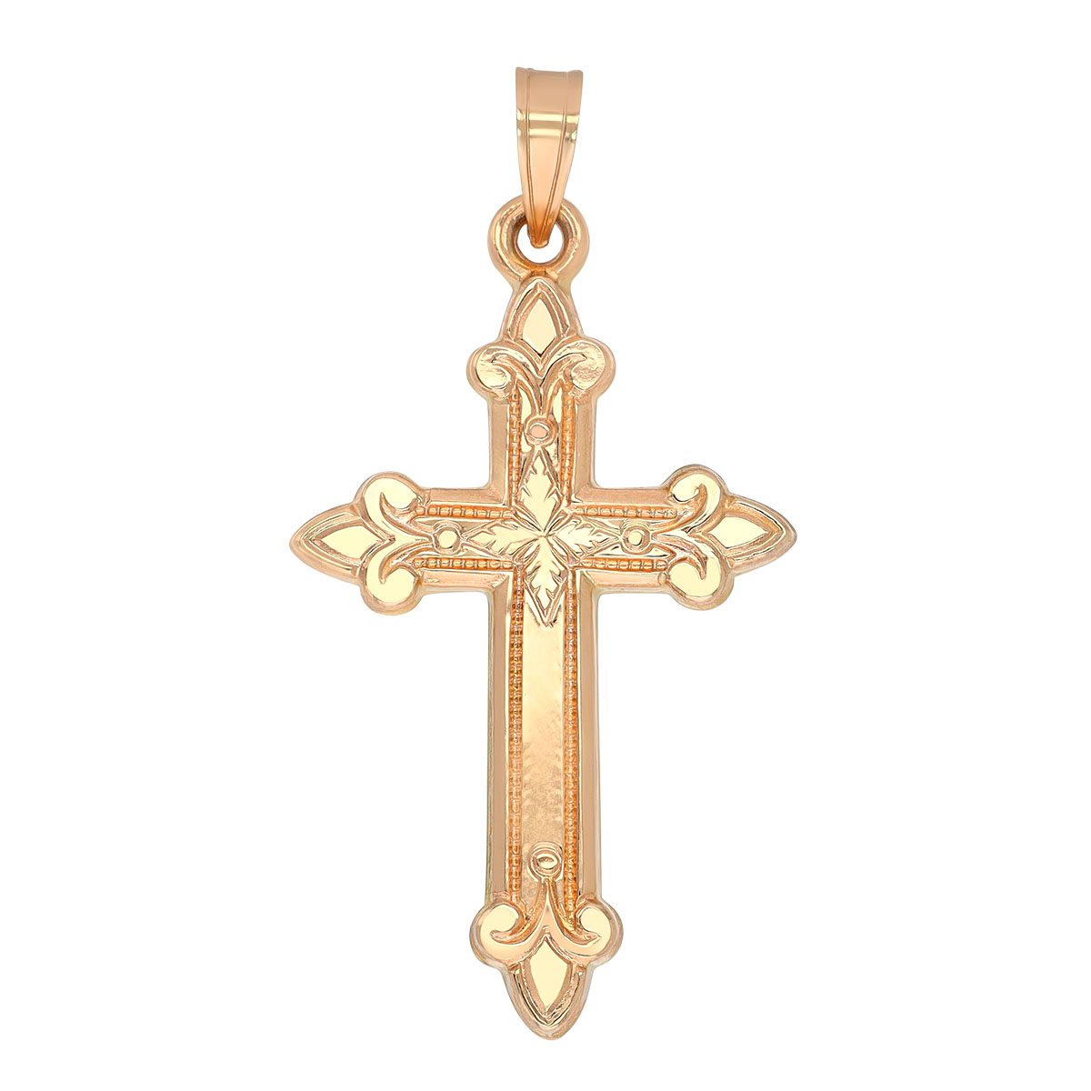 Yellow Gold Budded Cross Charm