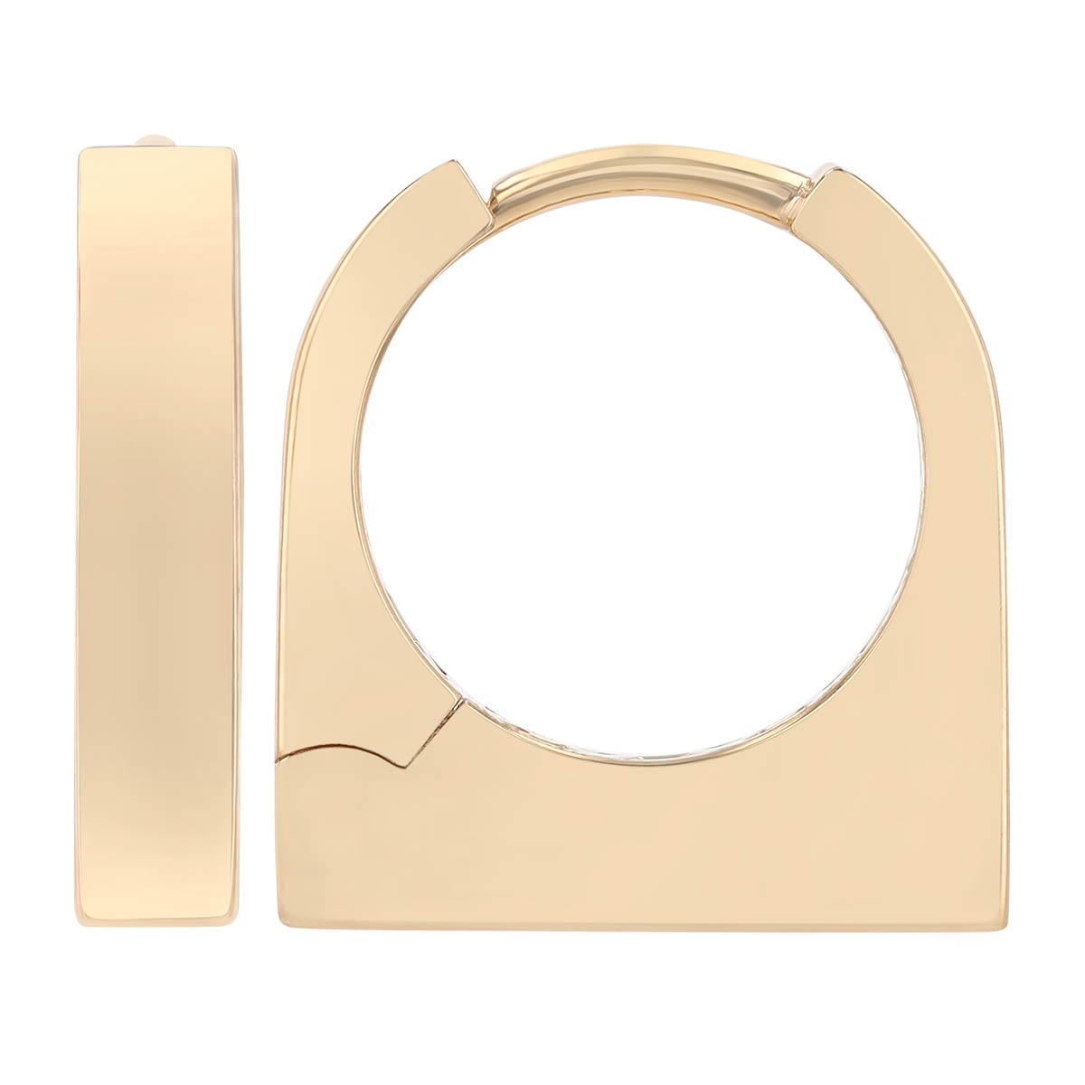 Yellow Gold Square Bottom Hoop Earrings
