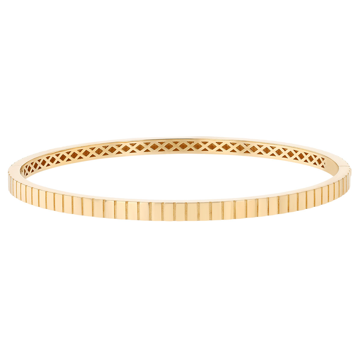 Yellow Gold Square Pattern Bangle Bracelet