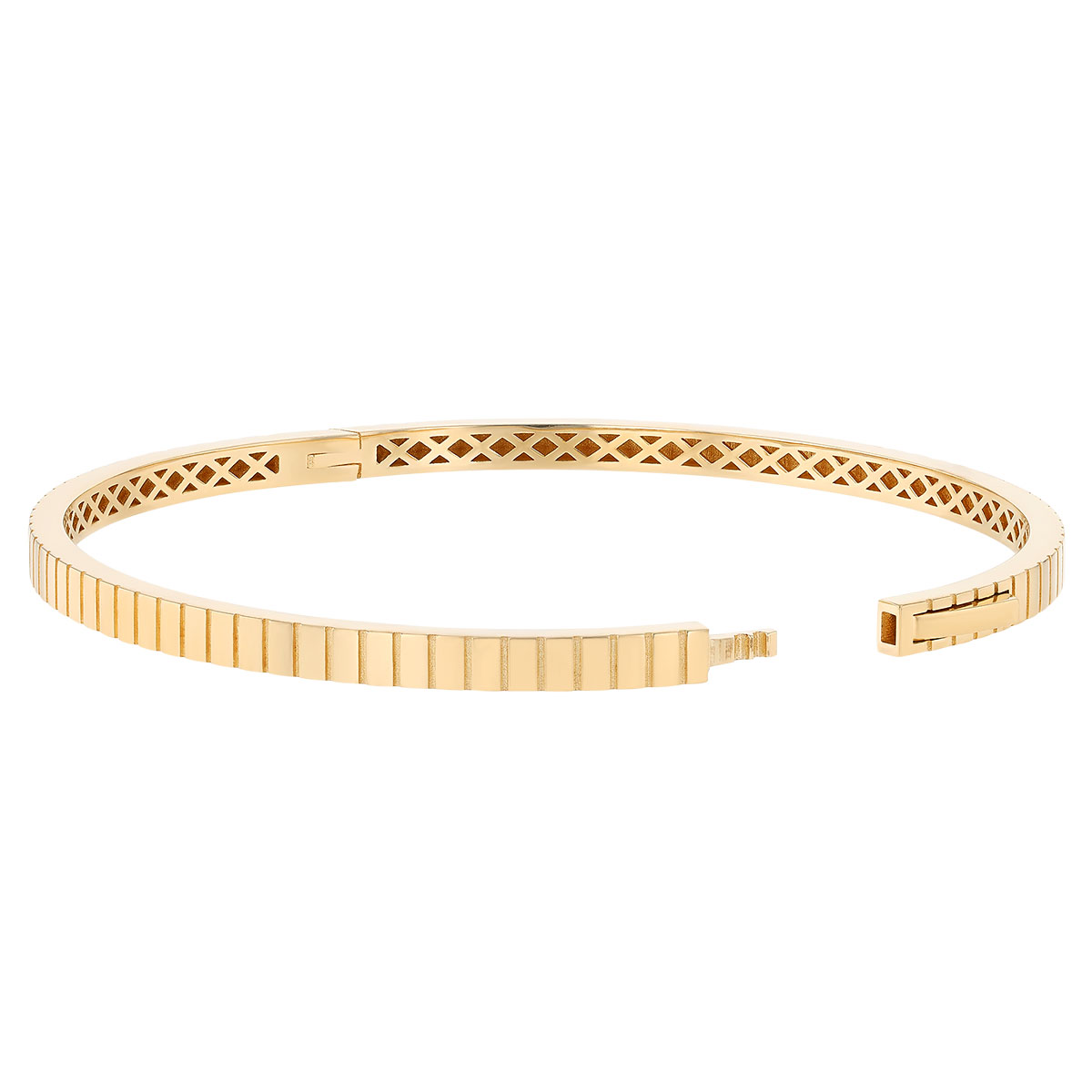 Yellow Gold Square Pattern Bangle Bracelet