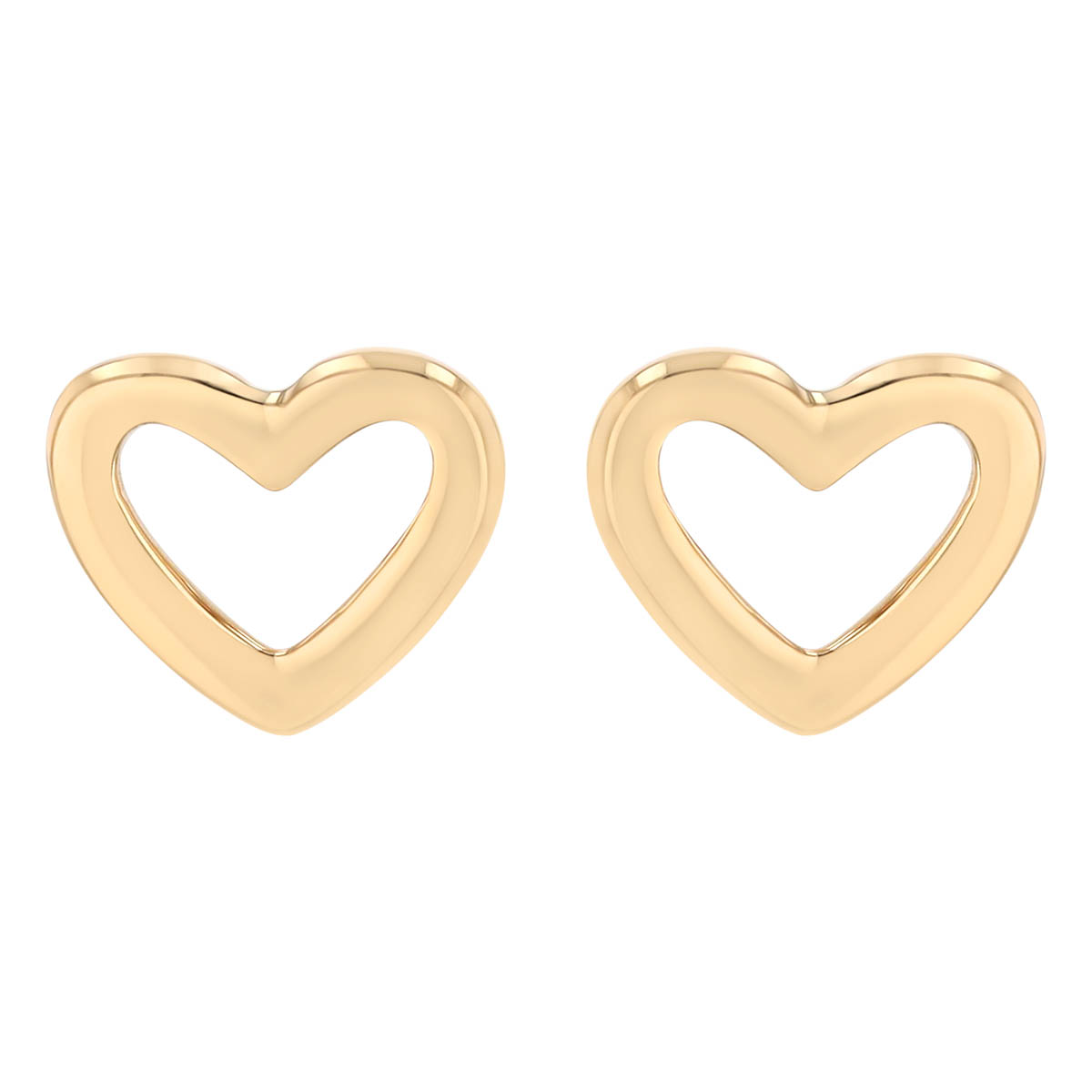 Yellow Gold Dainty Open Heart Stud Earrings