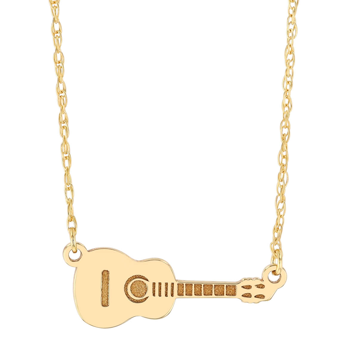 Yellow Gold Dainty Guitar Pendant, 18