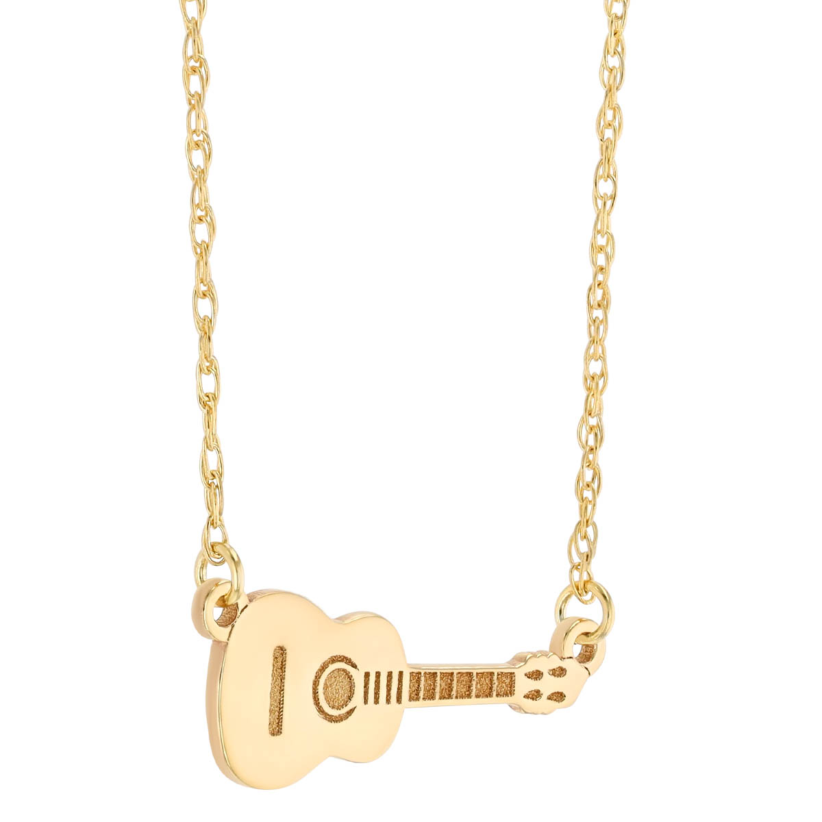 Yellow Gold Dainty Guitar Pendant, 18