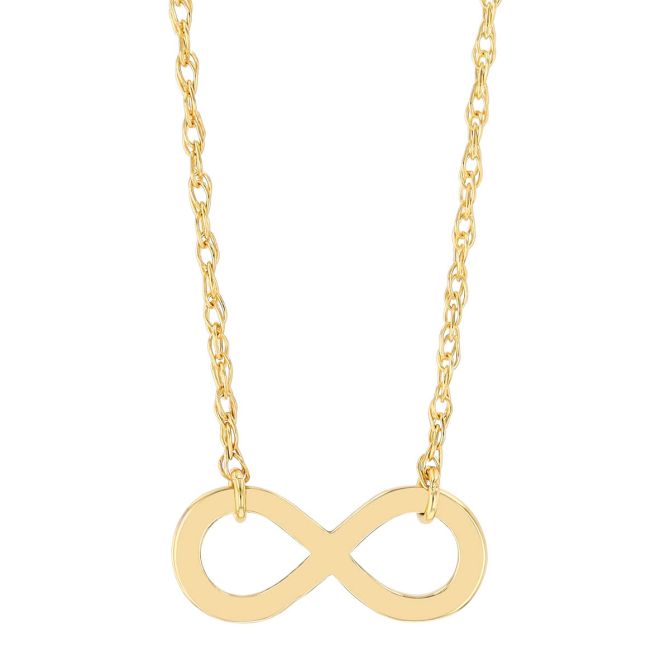 Yellow Gold Dainty Infinity Pendant, 18"