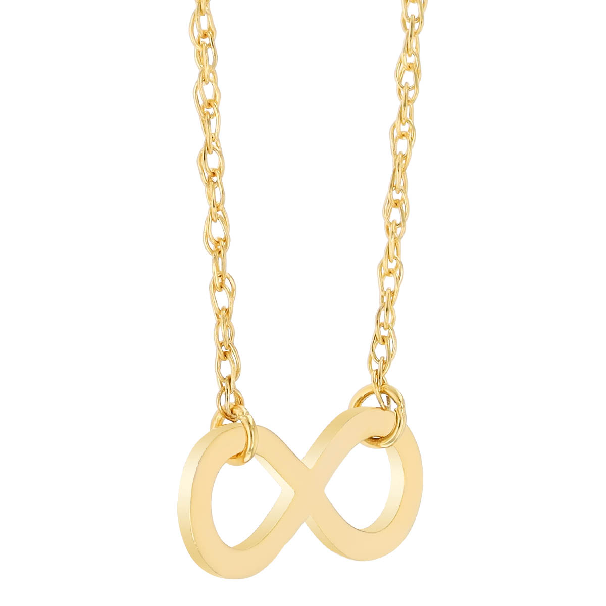 Yellow Gold Dainty Infinity Pendant, 18