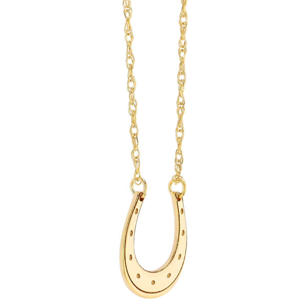 Yellow Gold Dainty Horseshoe Pendant, 18