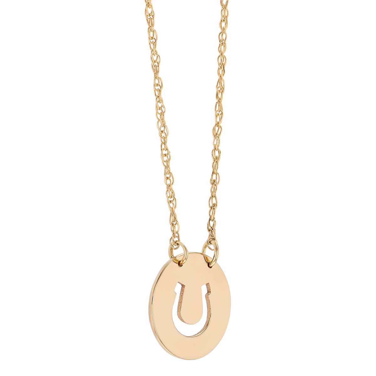 Horseshoe Cutout Circle Pendant in Yellow Gold, 18