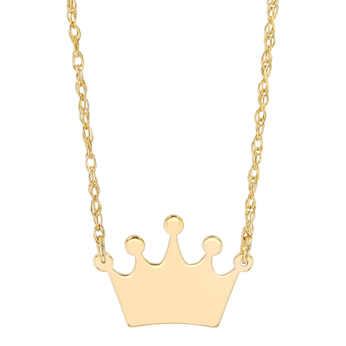 Yellow Gold Dainty Crown Pendant, 18