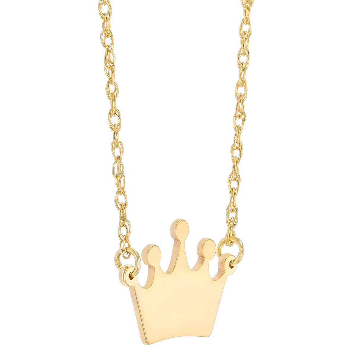 Yellow Gold Dainty Crown Pendant, 18