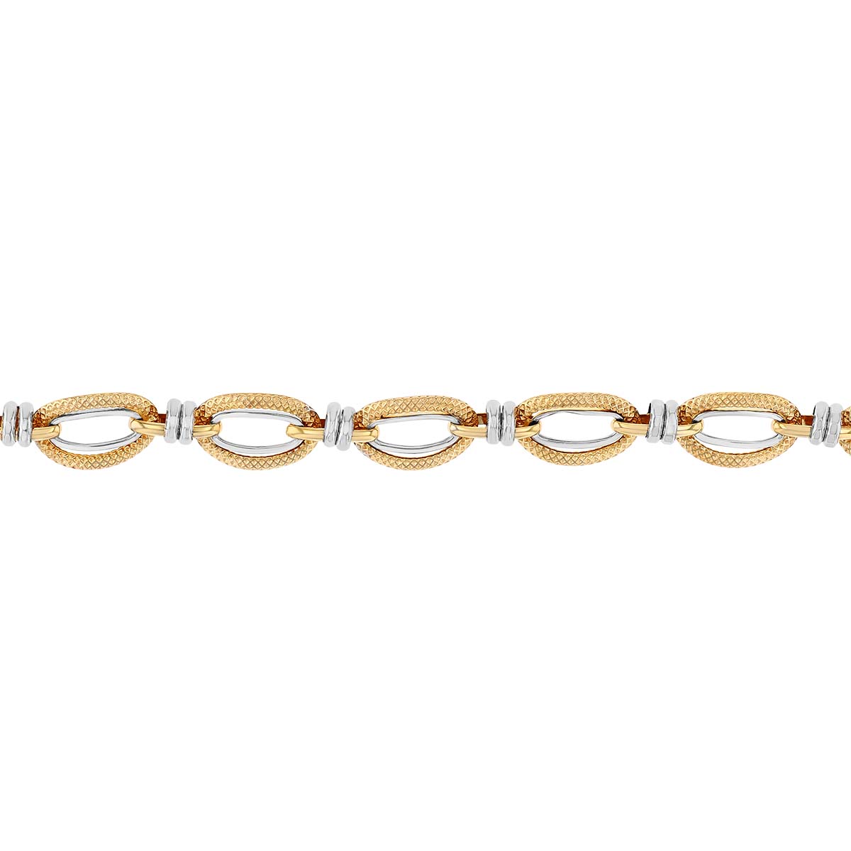 Two Tone Double Oval Link Bracelet, 7.5