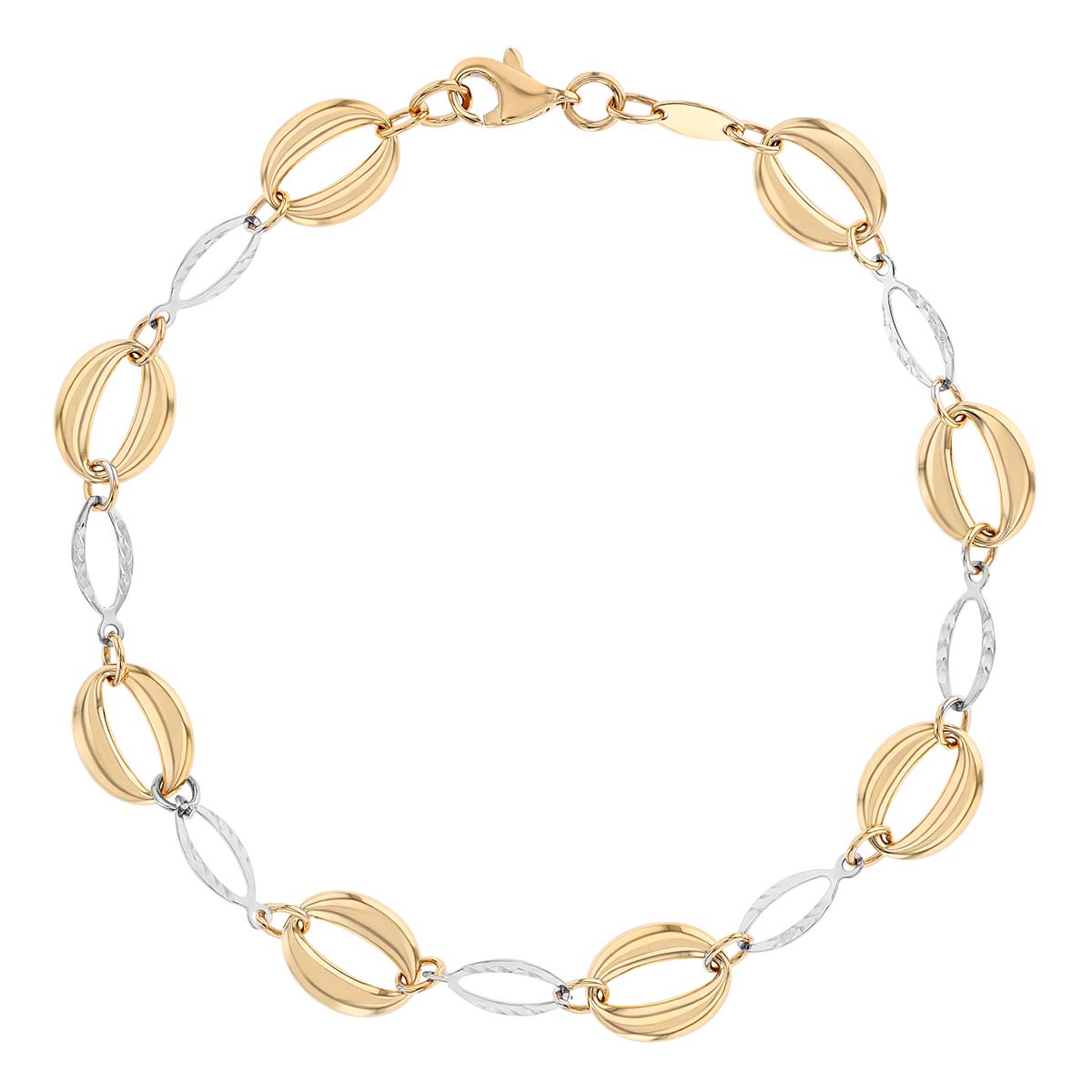 Two Tone Oval Link Bracelet, 7.5