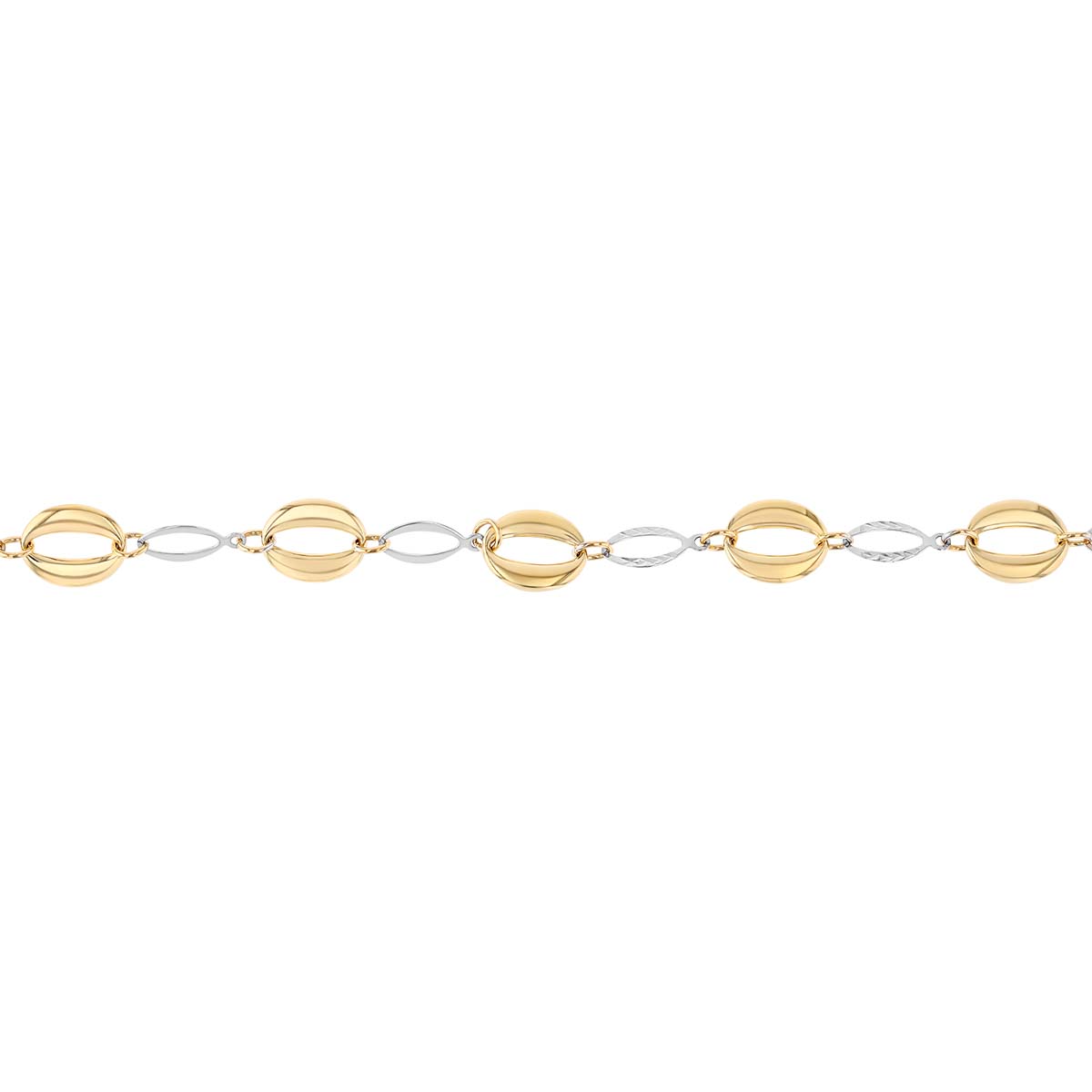 Two Tone Oval Link Bracelet, 7.5