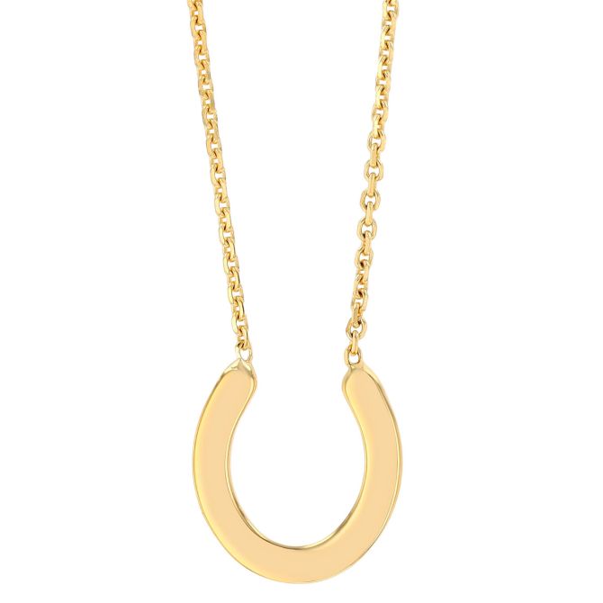 Yellow Gold Horseshoe Pendant, 18"