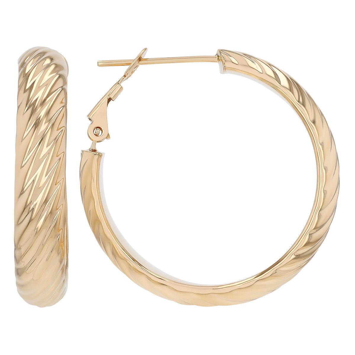 Yellow Gold Twisted Hoop Earrings