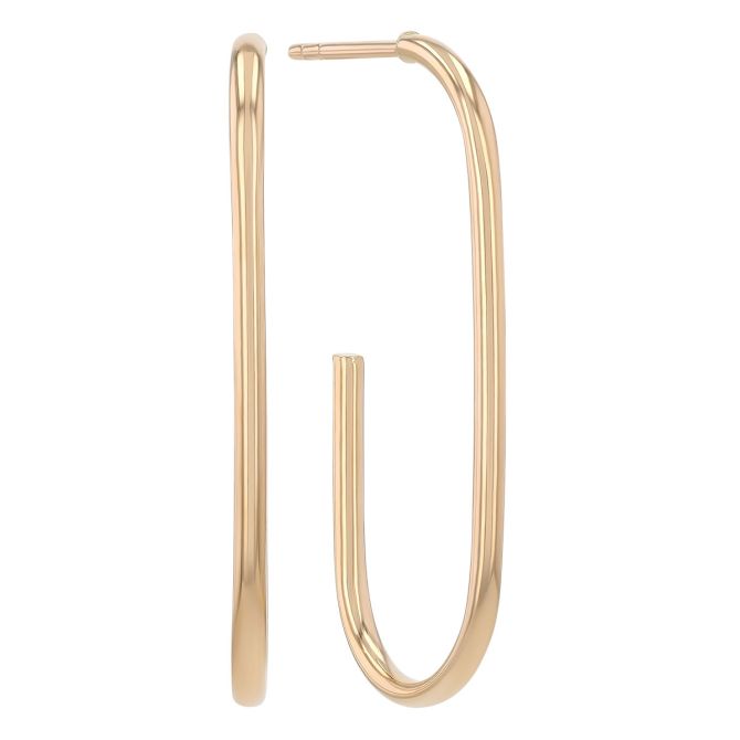 Yellow Gold Long J-Hoop Earrings