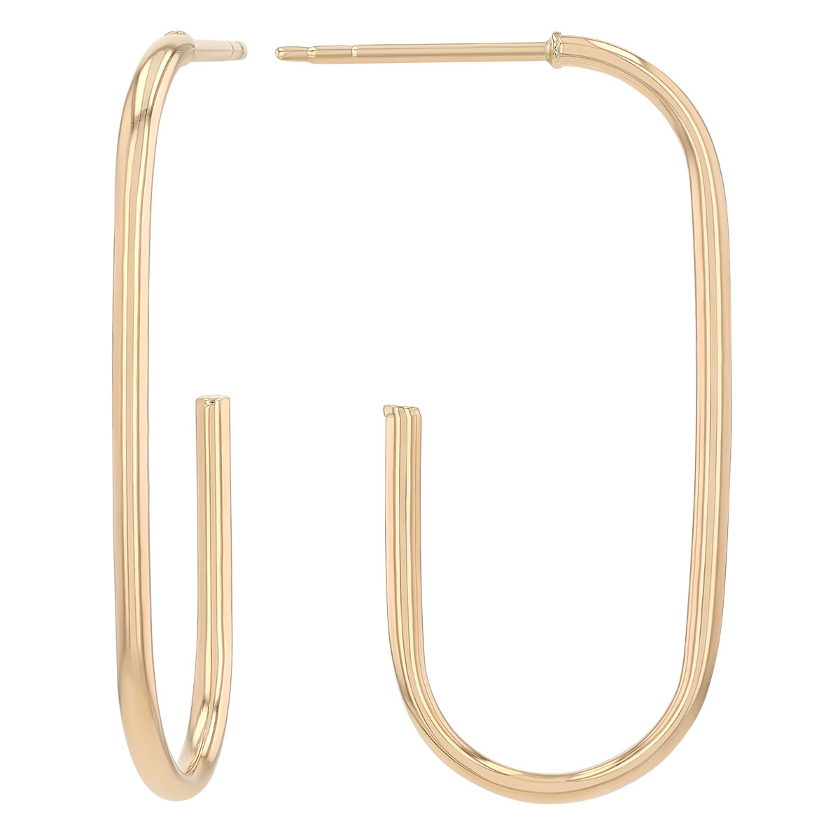 Yellow Gold Long J-Hoop Earrings